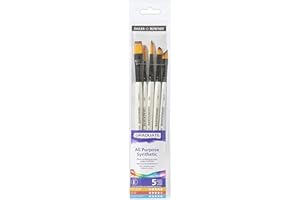 DALER ROWNEY Daler-Rowney Graduate Multi-Technique Synthetic Hair Brushes with Short Handles Wallet Set, Watercolour, 5 Assorted Brushes, Ideal for Students