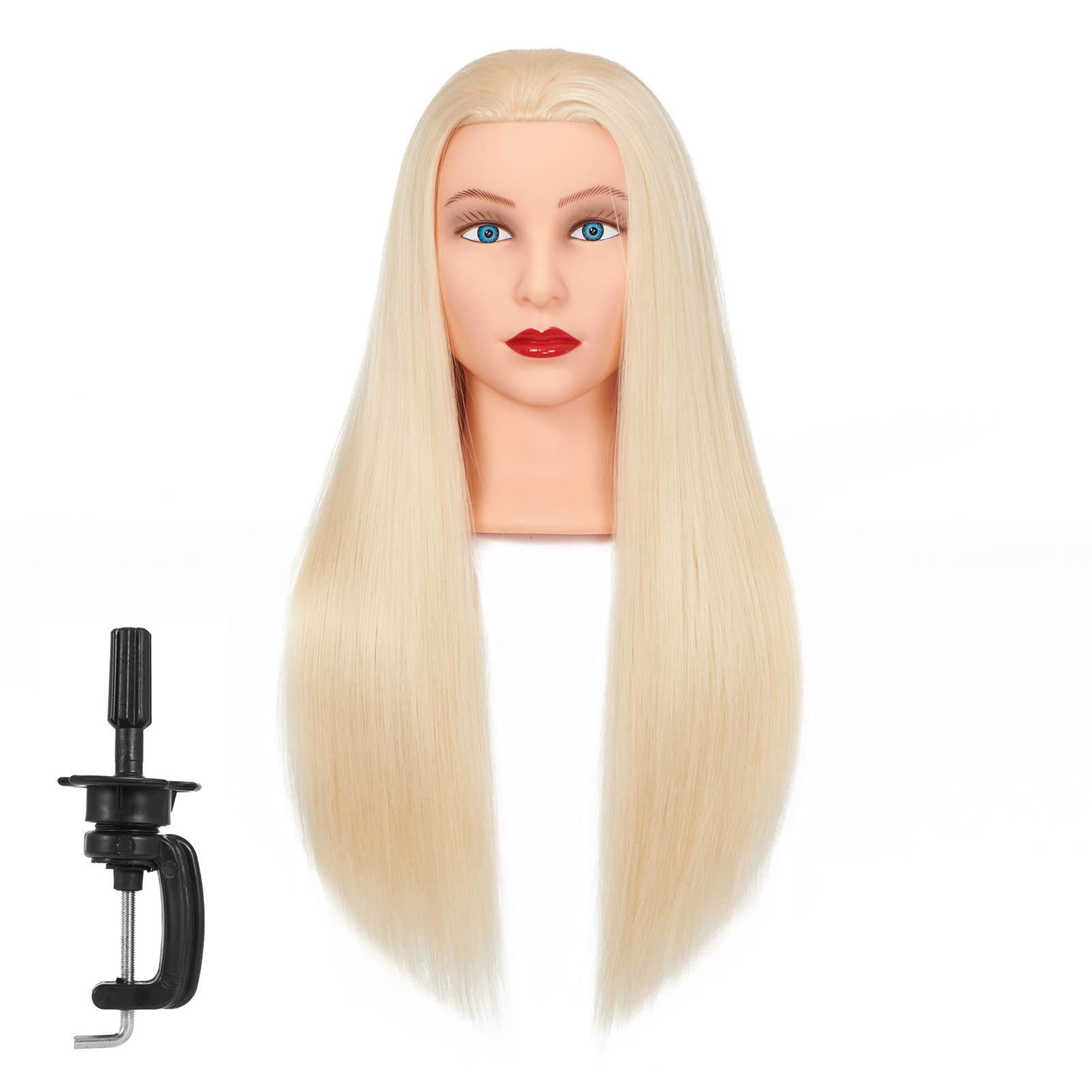 Traininghead 26-28'' Mannequin Hair Styling Manikin Cosmetology Doll Head Synthetic Fiber Hair with Clamp Holder