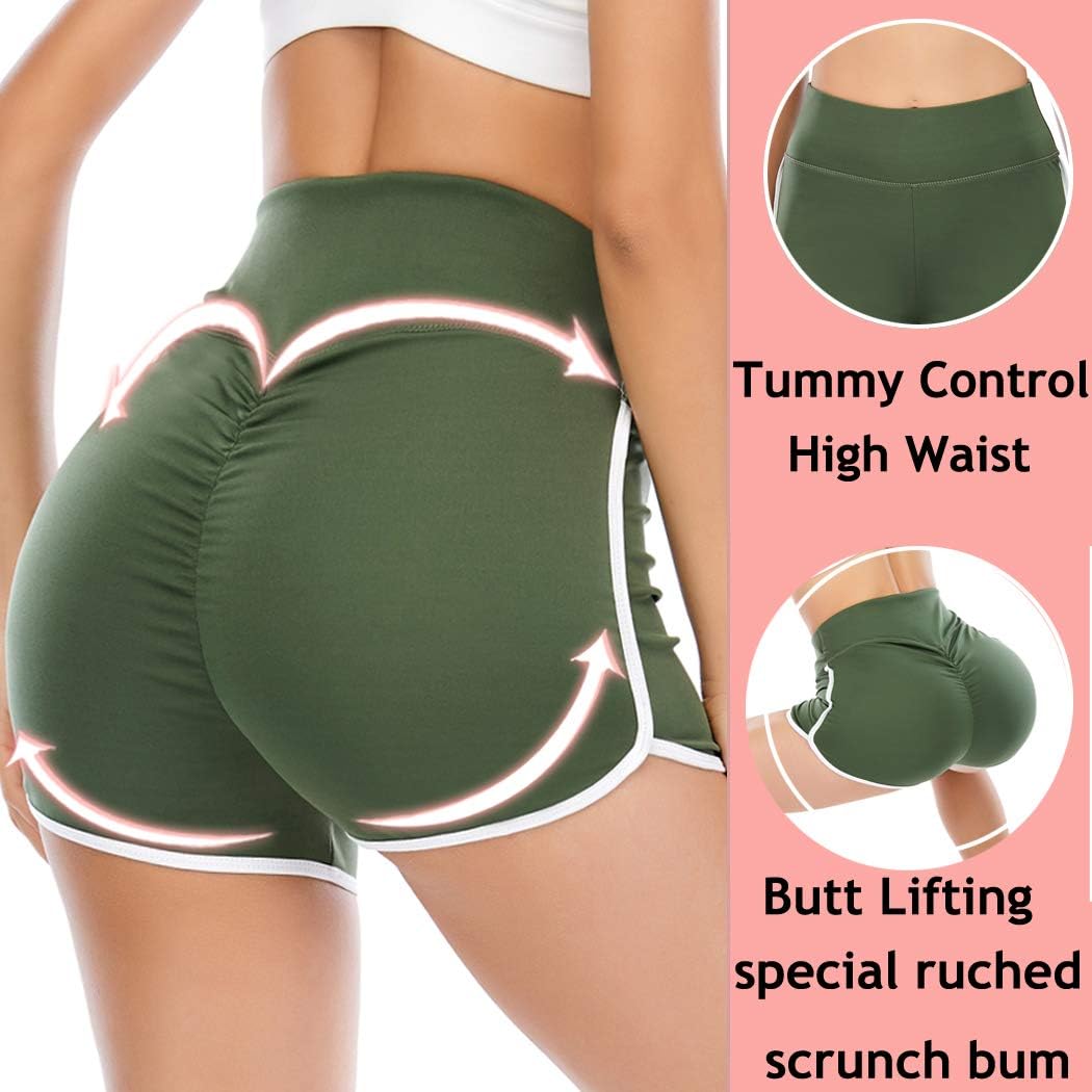 Scrunch Butt Shorts for Women High Waisted Yoga Shorts Ruched Butt Lifting Booty Shorts Gym Workout Hot Pants: Clothing