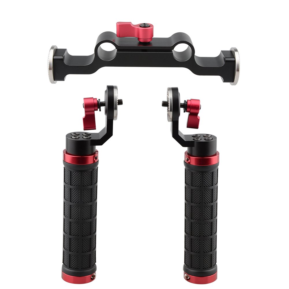 Camvate Arriロゼットfor Mm B06xpft9s1 Mmロッド ソフトラバーグリップショルダーマウントリグwith Dslr レッド M6スレッド 31 8 15 ビデオカメラサポート あすつく