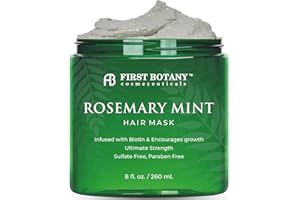 First Botany, Rosemary Mint Biotin Mask - Restorative Deep Conditioning moisturizer w/rosemary oil, for Dry Damaged Hair and growth, Sulfate Free treatment & hair care 8 oz