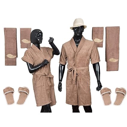 Kuber Industries Cotton 10 Piece Bathrobe Set - Brown