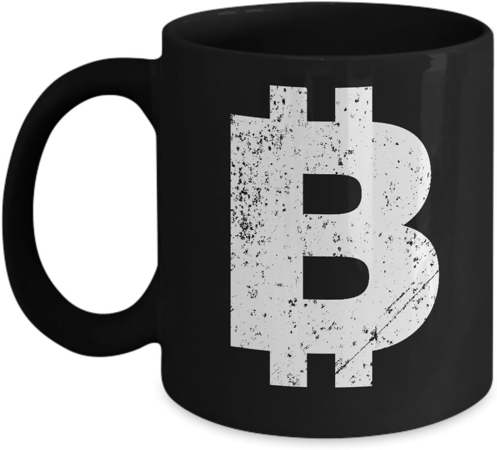 Amazon Com Bitcoin B Digital Cryptocurrency Logo Symbol Distressed Mug Acrylic Coffee Holder Black 11oz Kitchen Dining