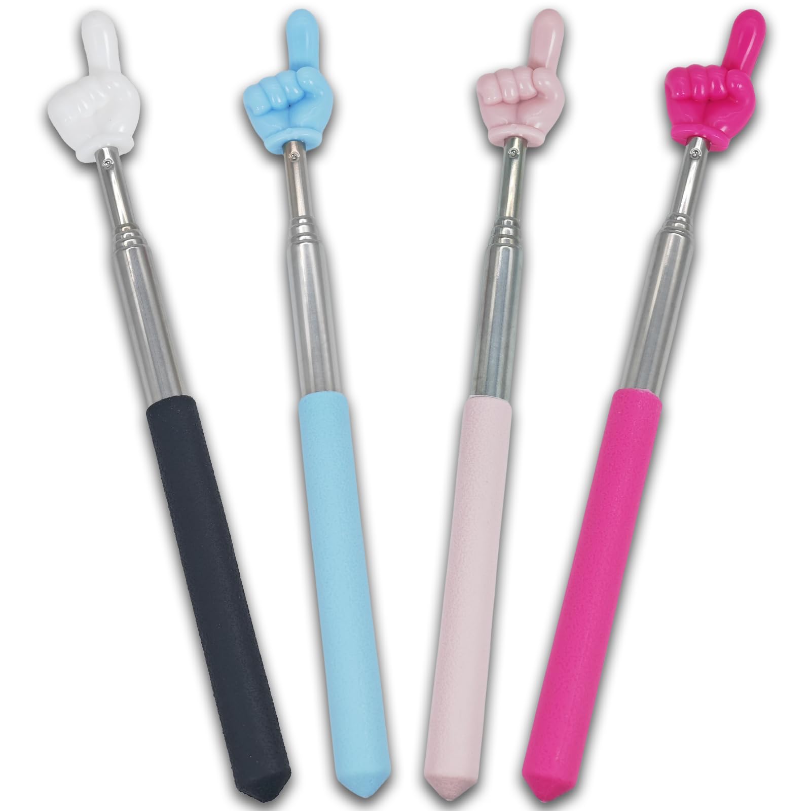 Photo 1 of Atdcoek 4 PCS Extendable Pointer Finger Stick - Bright Colored Telescopic Teachers Pointer for Classroom, Perfect Pointing Stick for Kids Reading & Presentation Pointers