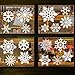 ZMunited Christmas Decorations White Snowflake Window Clings Snowman and Deer Stickers Removable Christmas Ornaments Party Decals No Gel (4 Sheets)