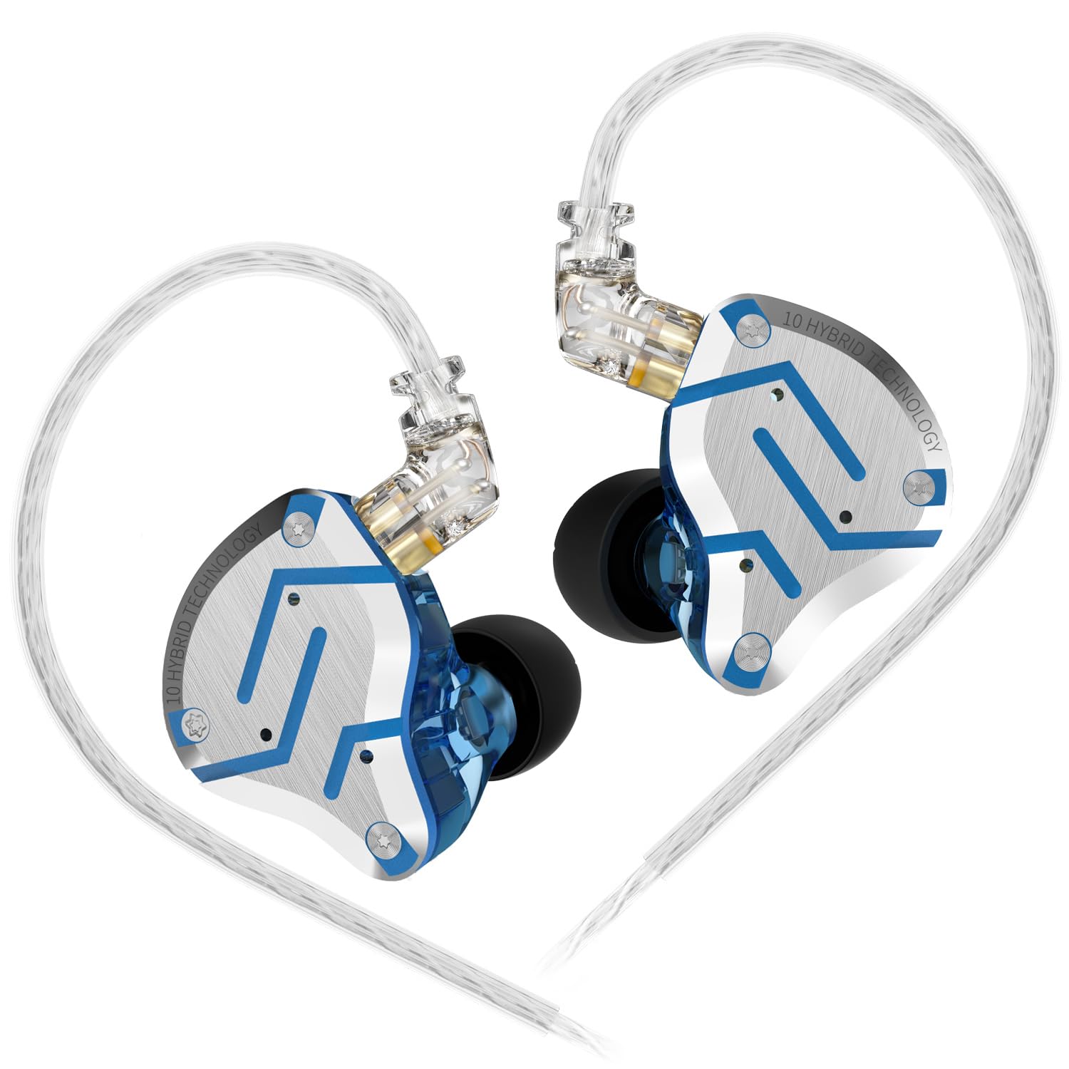 KZ ZS10 Pro In Ear Monitor, 4BA 1DD Multi Driver Earphone for Singer Guitarist Drummer (Glare Blue, No Mic) — image 1