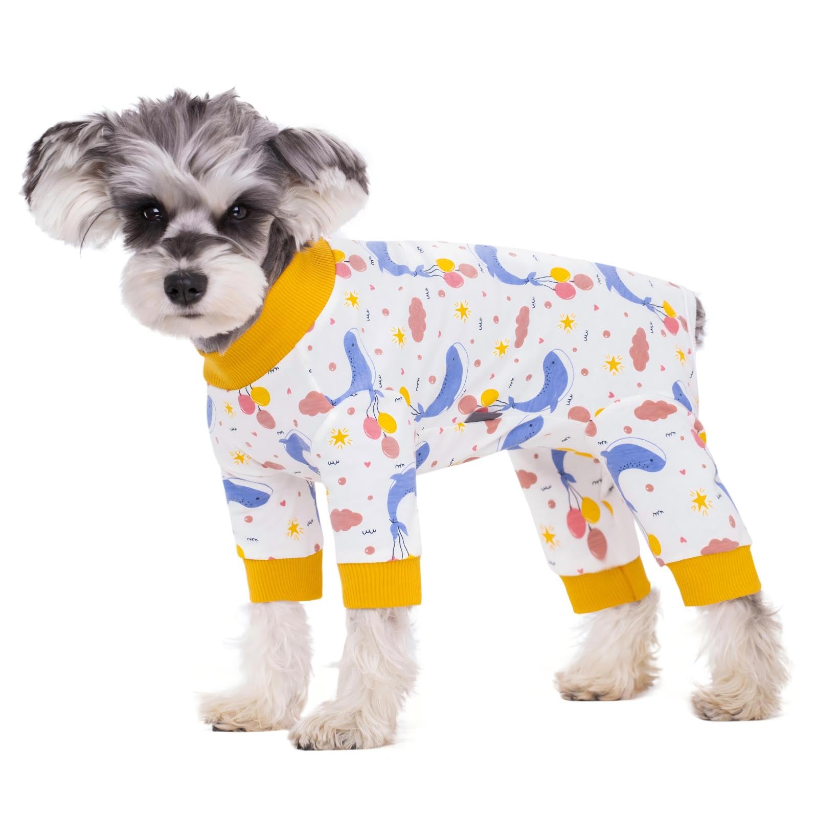 Dog Surgery Recovery Suit for Male/Female,Dog Anti-Hair Anti Licking Pajamas Onesie,Wound Protection Puppy E-Collar & Cone Alternative Jumpsuit For Small Medium Dogs_M(White Whale)