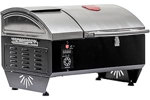 USSC Grills USG295SS Stainless Steel Portable Tabletop Wood Pellet Grill,silver,black