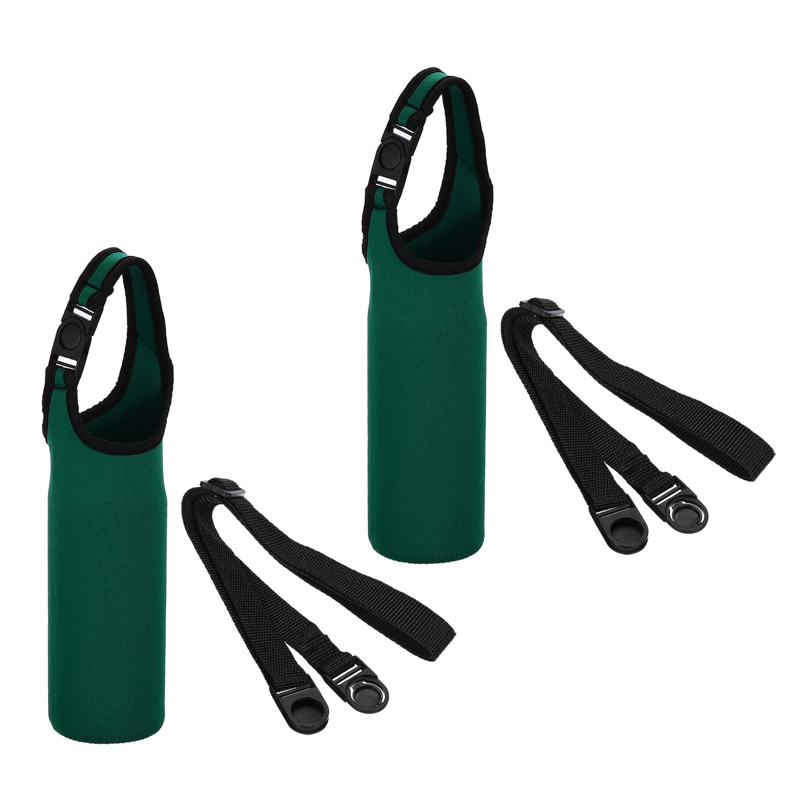 PATIKIL 67mmx185mm Water Bottle Sling Bag, 2 Pack Neoprene Portable Insulated Bottle Holder Carrier with Removable Adjustable Shoulder Strap, Dark Green
