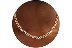 Moodear Gold Necklace for Women Dainty Chunky 14K Gold Plated/Sliver Plated Chain Necklace Cuban Link Paperclip Chain Choker Toggle Clasp Layered Necklace for Women Trendy Fashion Gift