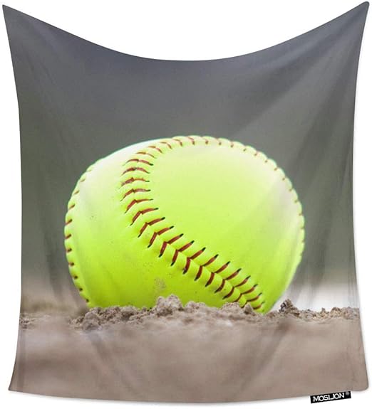 Amazon Com Moslion Room Art Wall Tapestry Yellow Softball Cool