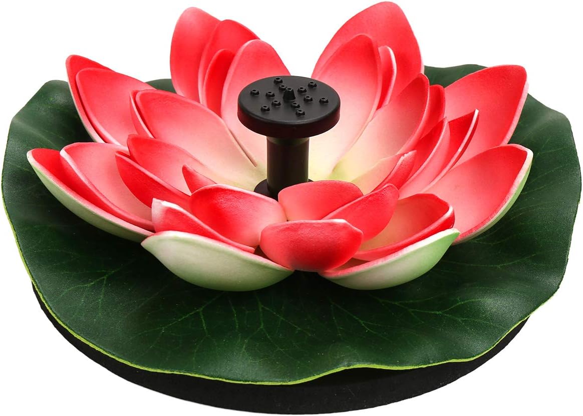 Amazon Com Valinks Solar Lotus Fountain Outdoor Water Floating Pond Pump Flower Water Pump With Solar Panel Kit For Pool Garden Patio Decor Red Garden Outdoor