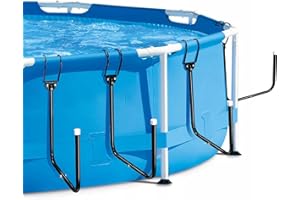 Binzvan 4 Pack Solar Pool Cover Holder, Adjustable Pool Storage Hooks Keep Solar Cover/Blankets Off The Ground, U-Shaped Iron Tube Set for Framed Above-Ground Swimming Pools