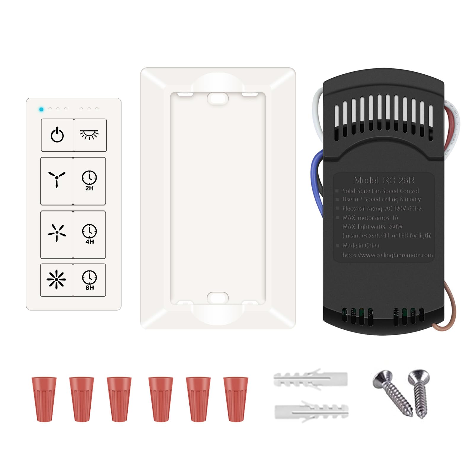 Photo 1 of COREBAY Ceiling Fan Remote Control & Dimmer Switch, Universal Fan Remote Control Kit with 3 Speed, 2-8h Timming, Compatible with Hunter Hampton Bay Harbor Breeze