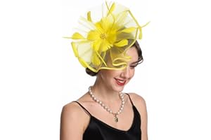 SAFERIN Fascinator for Women Hair Clip Hat Bowler Feather Flower Veil Wedding Party Tea Hat