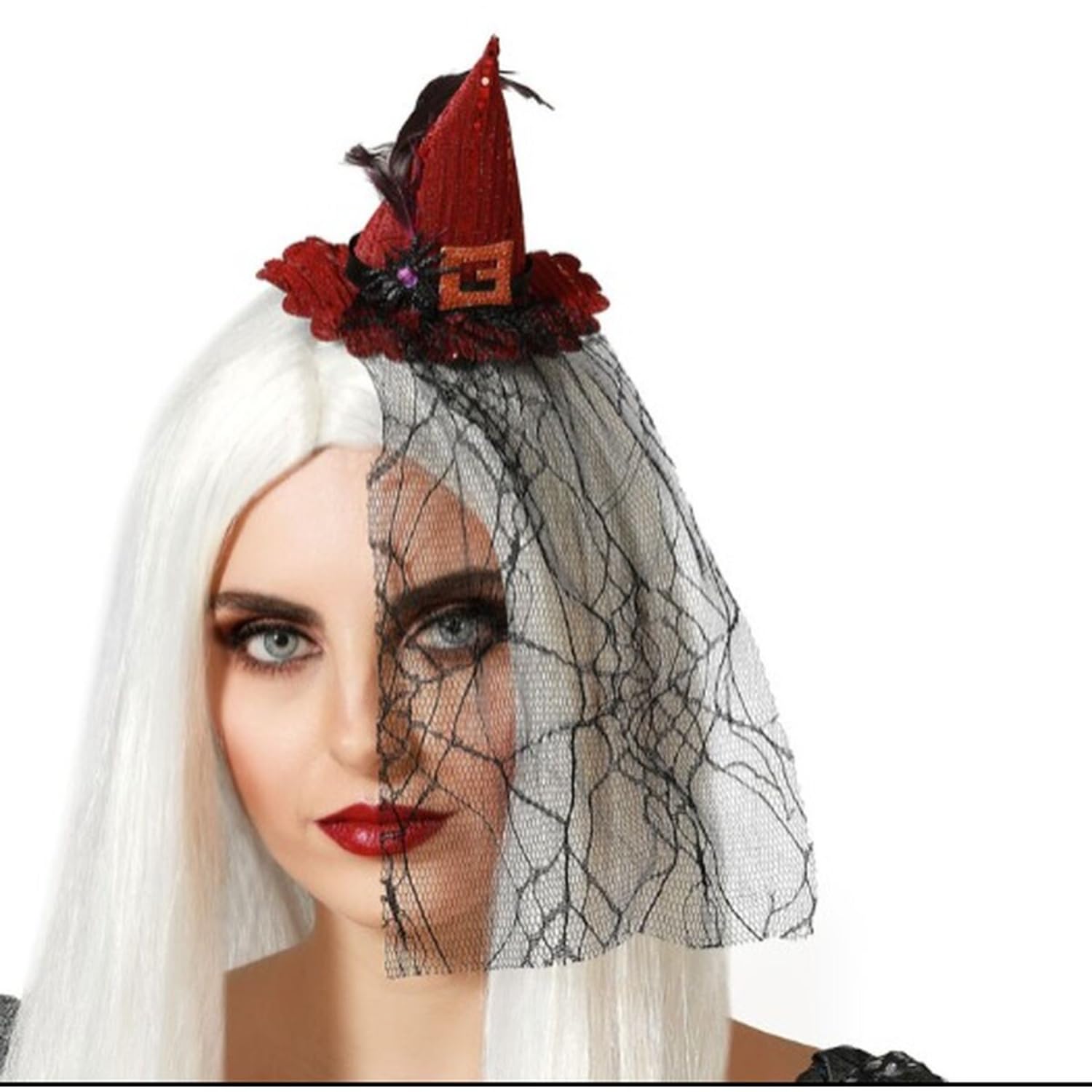 BigBuy Carnival Red Halloween Witch Hat Headband