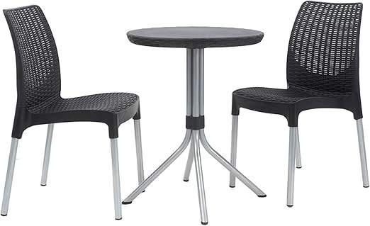 Amazon.de: Keter Rattan Bistro Set Chelsea, Graues Bistro Set Balkon