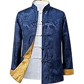 Tang Suit Men Hanfu Chinese Traditional Clothes Long Sleeve Top, Can be Worn on Both Sides,Tang Suit Jacket Men Silk