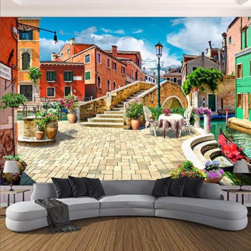 Sdsxt 3d写真の壁紙大壁画都市ストリート油絵風景リビングルーム寝室の背景壁壁画 500cm W X3cm 割り引き H