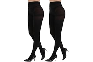Citystl 2 Pairs Black Tights for Women, 40D Solid Color Soft Tights, Control Top Microfiber Pantyhose for women