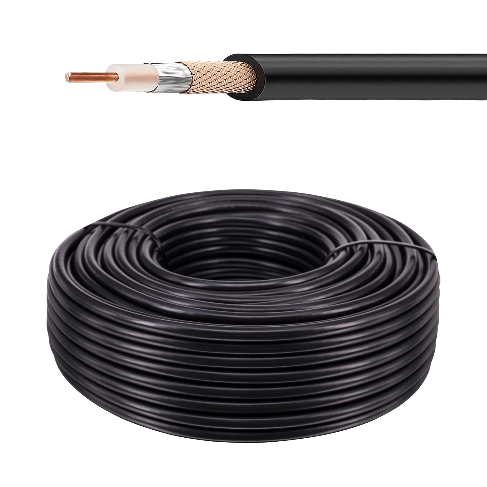urcianow RG58 Coaxial Cable 30Meters Low Loss RG58 Coax Cable 50Ohms Flexible RF WiFi Antenna Extension Cable for SMA PL259 UHF BNC N Type Adapter WiFi Router Signal Booster Amplifer — image 1