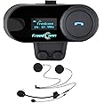 FreedConn Motorcycle Helmet Bluetooth Intercom Kit, TCOM-SC Motorbike Helmet Intercom Interphone Headset, for 2 or 3 Riders, LCD Screen/FM Radio/Mobile phone/MP3/GPS Connective/Range 800m(1 Pack)