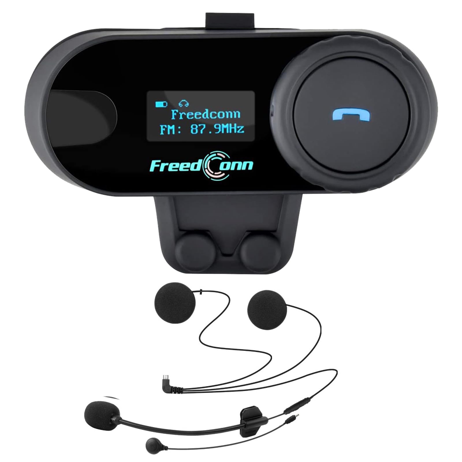 FreedConn Motorcycle Helmet Bluetooth Intercom Kit, TCOM-SC Motorbike Helmet Intercom Interphone Headset, for 2 or 3 Riders, LCD Screen/FM Radio/Mobile phone/MP3/GPS Connective/Range 800m(1 Pack)