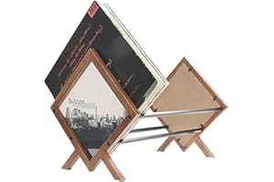 Butizone Vinyl Record Holder, Record Storage Rack with Photo Frame, Display Up to 80-100 LP Albums, Great for Organizing Albums, Book, Magazine, Files, Easy Assembly