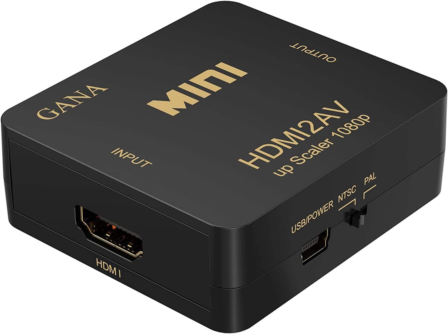 GANA HDMI to RCA,HDMI to AV, 1080P HDMI to 3RCA CVBS AV Composite Video Audio Converter Adapter Supports PAL/NTSC with USB Charge Cable for PC Laptop HDTV DVD-Black: Computers & Accessories