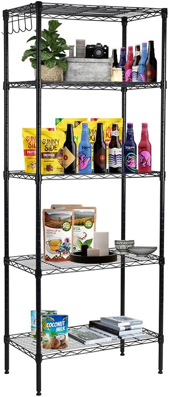 LANGRIA 5 Tier Shelving Units Storage Rack Supreme Wire Shelving Organization, Black: Kitchen & Dining