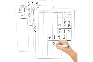 WEIZHEN Math Manipulatives White Board for Students - Small White Board Dry Erase - Ideal for Classroom and Home Use - Long Division Double-Sided Dry Erase Board - 9x12 Inches