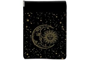 CSHVJ Sun and Moon Witchy Gifts Book Sleeve Book Lovers Gifts Hippie Book Cover Book Protector with Zipper and Front Pocket Book Pouch Book Accessories Bookish Gifts Astrology Gifts for Women Readers