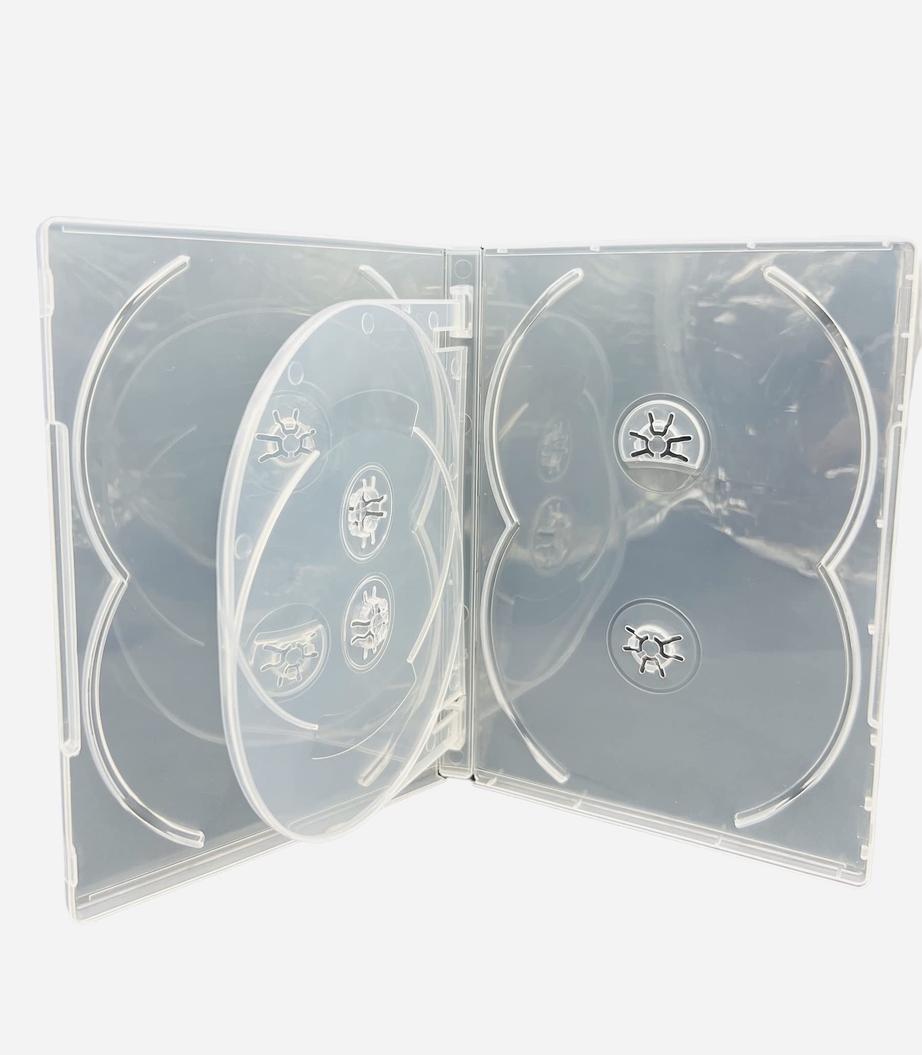 1 x 6-Disc Clear CD DVD Blu-ray Cases – 14mm Spine, Transparent Cases with Outer Sleeve for Cover Artwork – Holds 6 Discs of Any Format – Durable Multi-Disc Storage