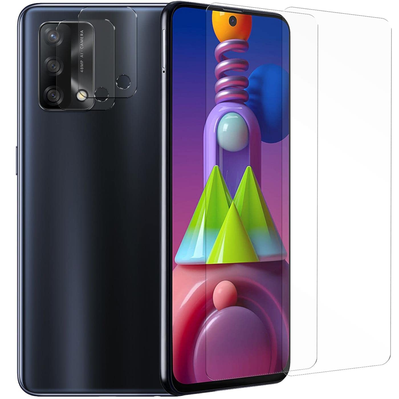 Verco Tempered Glass for Oppo A74 4G Screen Protector, [Economy Set 4-in-1, 2 x Screen Protectors, 2 x Camera Protectors] Tempered Glass for Oppo A74 4G Film