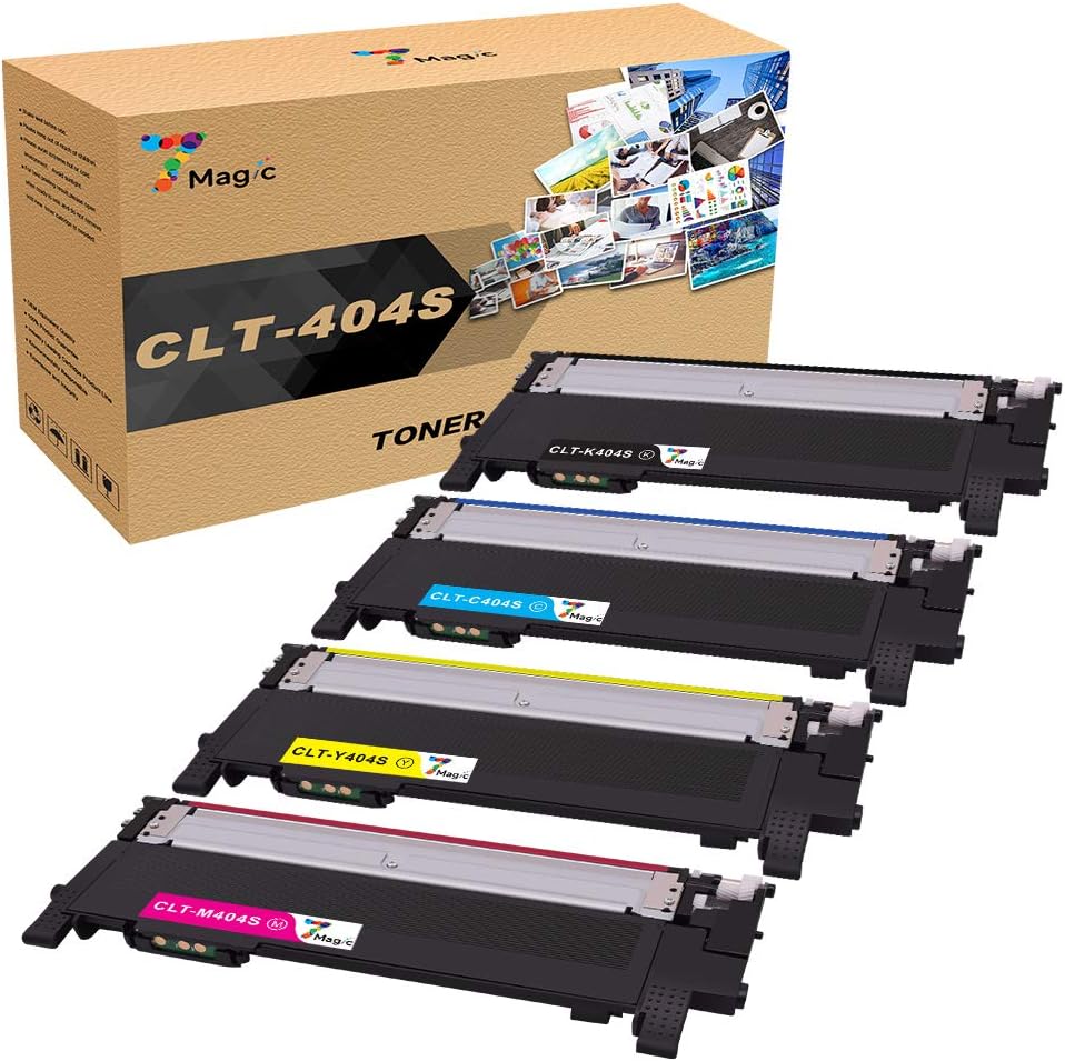 7Magic Compatible Toner Cartridge Replacement for Samsung CLT-K404S CLT-C404S CLT-M404S CLT-Y404S Xpress C430W C430FW C480FW SL-C430W SL-C480W SL-C480FN (Black, Cyan, Yellow, Magenta, 4-Pack)