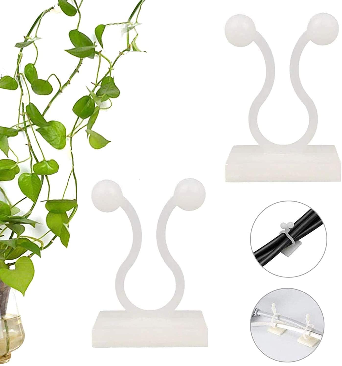 Plant Climbing Wall Fixture Clips, 100PCS Plant Fixer Self-Adhesive Hook Plant Vine Traction Invisible Wall Vines Fixture Wall Sticky Hook Vines Fixing Clip Vines Holder (M-100PCS)
