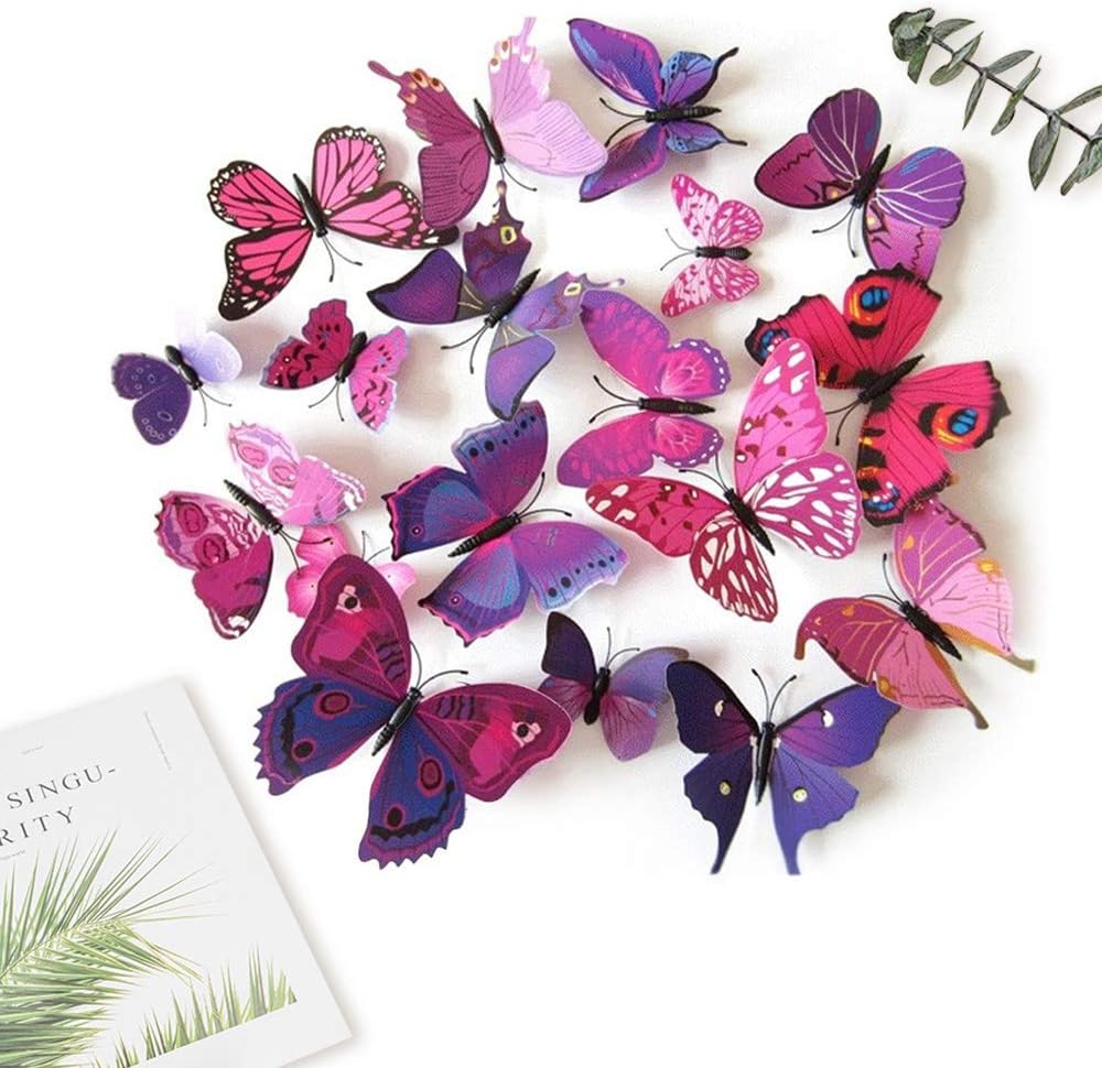 36 Stück Lila Wandsticker Schmetterling 3d Schmetterlinge