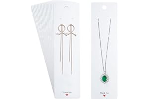 G2PLUS 100PCS White Necklace Display Cards,2.16'' x 8.27'' Earring Display Cards,Thank You Necklace Cards Hanging Tags, Earring Card Holders for Selling, Handmade Earrings, Jewelries Packing