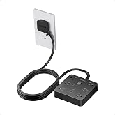 TESSAN Black Flat Plug Extension Cord with 1700J Surge Protection, 10FT | 6 Outlets and 3 USB Ports (1 USB C), Surge Protector Power Strip, Outlet Extender for Home, Office, Dorm Room Essentials