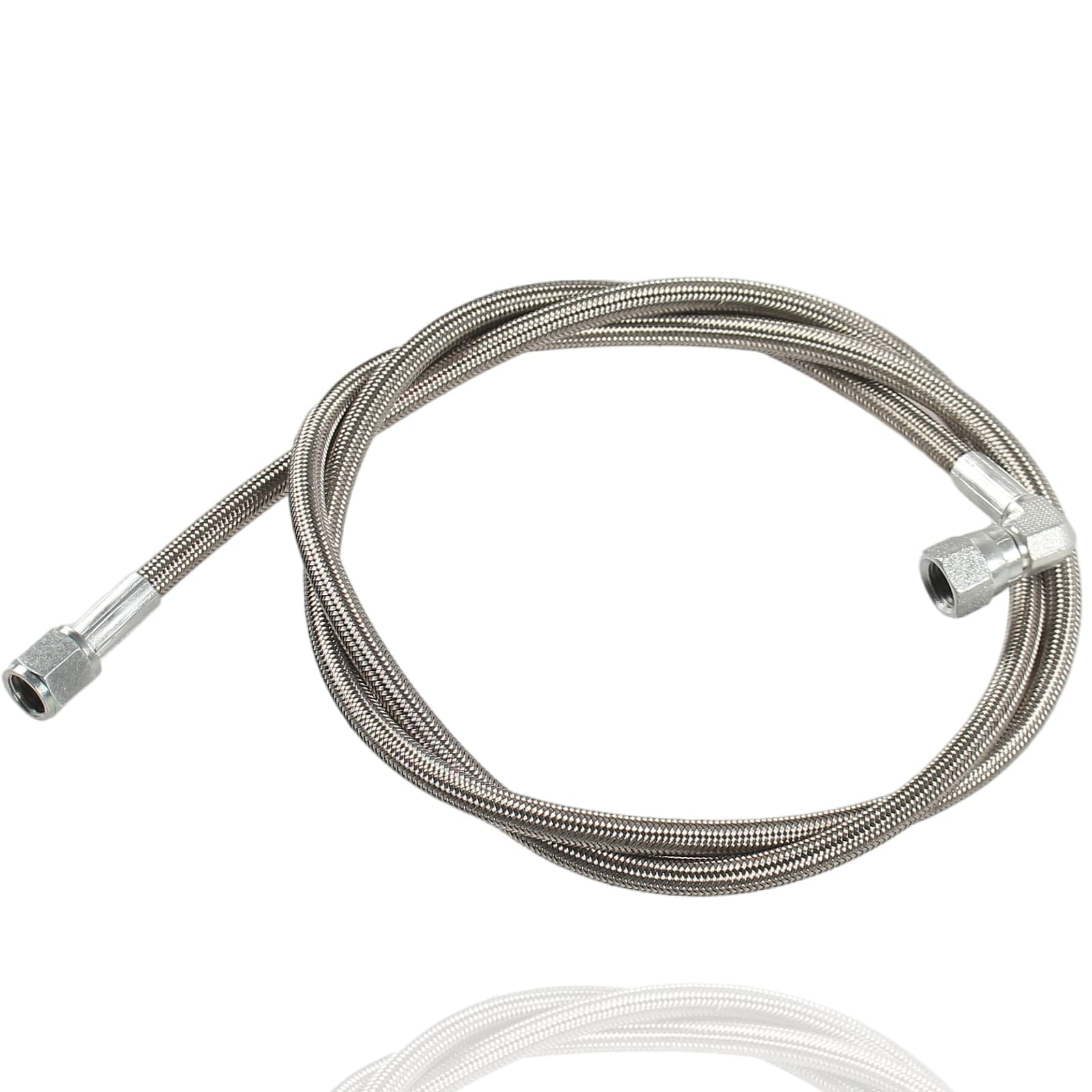 Photo 1 of GSTP Turbo Oil Feed Line 48" Length Steel Braided - 4AN 90 Degree Straight Hose Oil Supply Line End Pressure Stainless Remote Turbocharger Sensor Teflon
