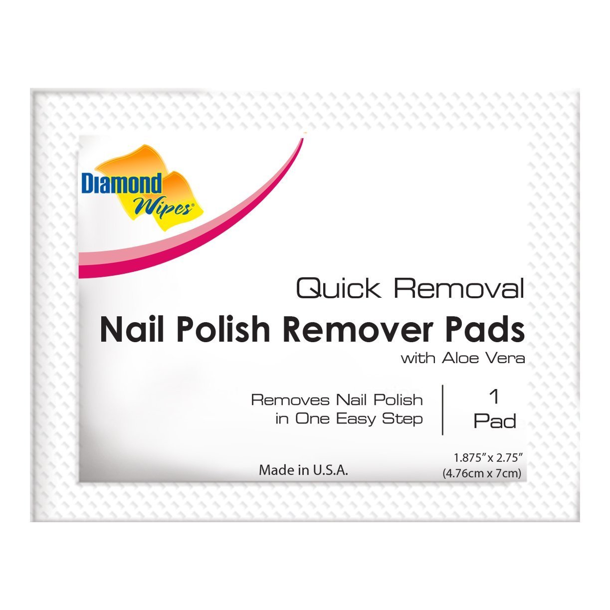 Diamond Wipes Acetone Nail Polish Remover Pads Pack of 50ct Individually Wrapped Pre-Soaked Pads Made With Aloe Vera One Wipe Strong Enough For All 10 Nails Convenient Size For On The Go And Travel : Beauty