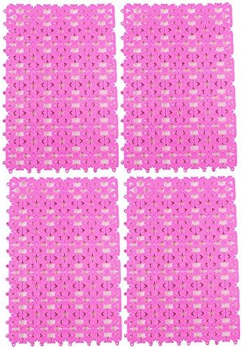 4 Packs Rabbit Cage Mats,Lonni Pet Plastic Spliced Pads Water Leak Pet Feet Holders with Heart Hole for Bunny Rabbits Cat Mouse Hamsters Cage (Pink)