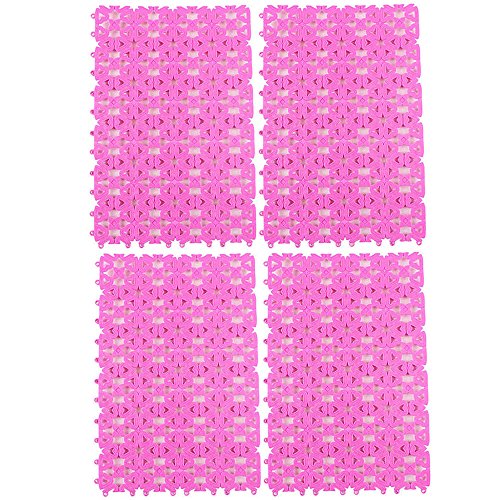 4 Packs Rabbit Cage Mats,Lonni Pet Plastic Spliced Pads Water Leak Pet Feet Holders with Heart Hole for Bunny Rabbits Cat Mouse Hamsters Cage (Pink)