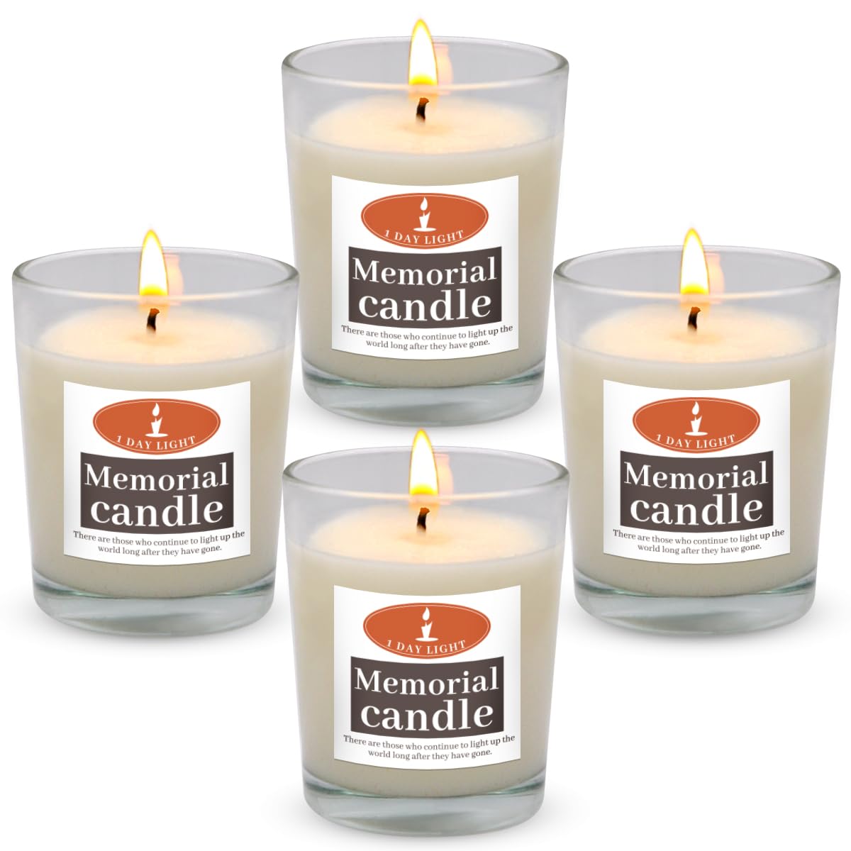 Photo 1 of 1 Day Yahrzeit Candle - 4 Packs 24 Hour Glass Memorial Candles for Yizkor, Yom Kippur, Yom Tov, Ner Neshama, Kosher or Other Holidays