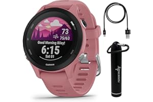 Wearable4U - Garmin Forerunner 255S Smaller GPS Running 41 mm Smartwatch, Advanced Insights, Long-Lasting Battery, Peach with E-Bank Bundle