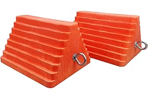ROBLOCK 2 Pack Wheel Chocks Heavy Duty Orange with Eyebolt for Travel Trailer, 10" Length x 8" Width x 5.7" Height
