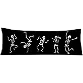 Exqcom Dancing Skeleton Halloween Body Pillow Covers 20x54, Halloween Home Decor, Dark Gothic Spooky Skull Long Body Pillow Case Cover with Hidden Zipper for Women Men Adults