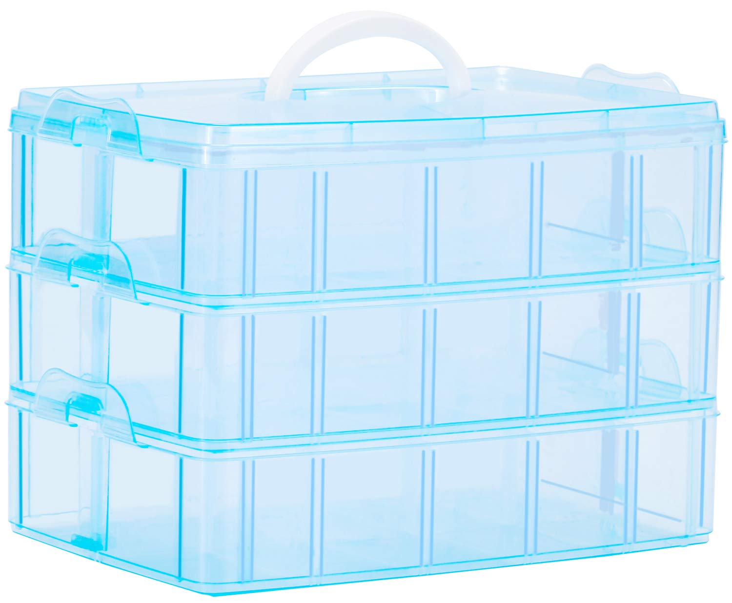 Photo 1 of Sooyee Craft Storage Organizer,Hot Wheels Case,Sewing Box,3-Tier Plastic Organizer Box with Dividers, Storage Containers for Organizing Art Supplies, Fuse Beads,Washi Tape, Kids Toy,Blue