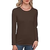 Smile Fish Women Crewneck Loose Fit Shirt Long Sleeve Casual T Shirts Basic Top Tees