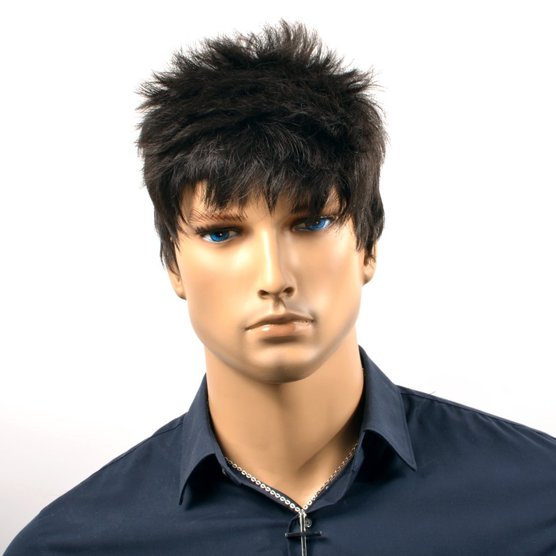 Buy Synthetic Hair Wigs For Men Short Straight Black Wig Lace